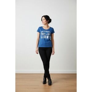 Detroit Lions NFL Team Apparel Womens Blue Graphic T Shirt Size L G